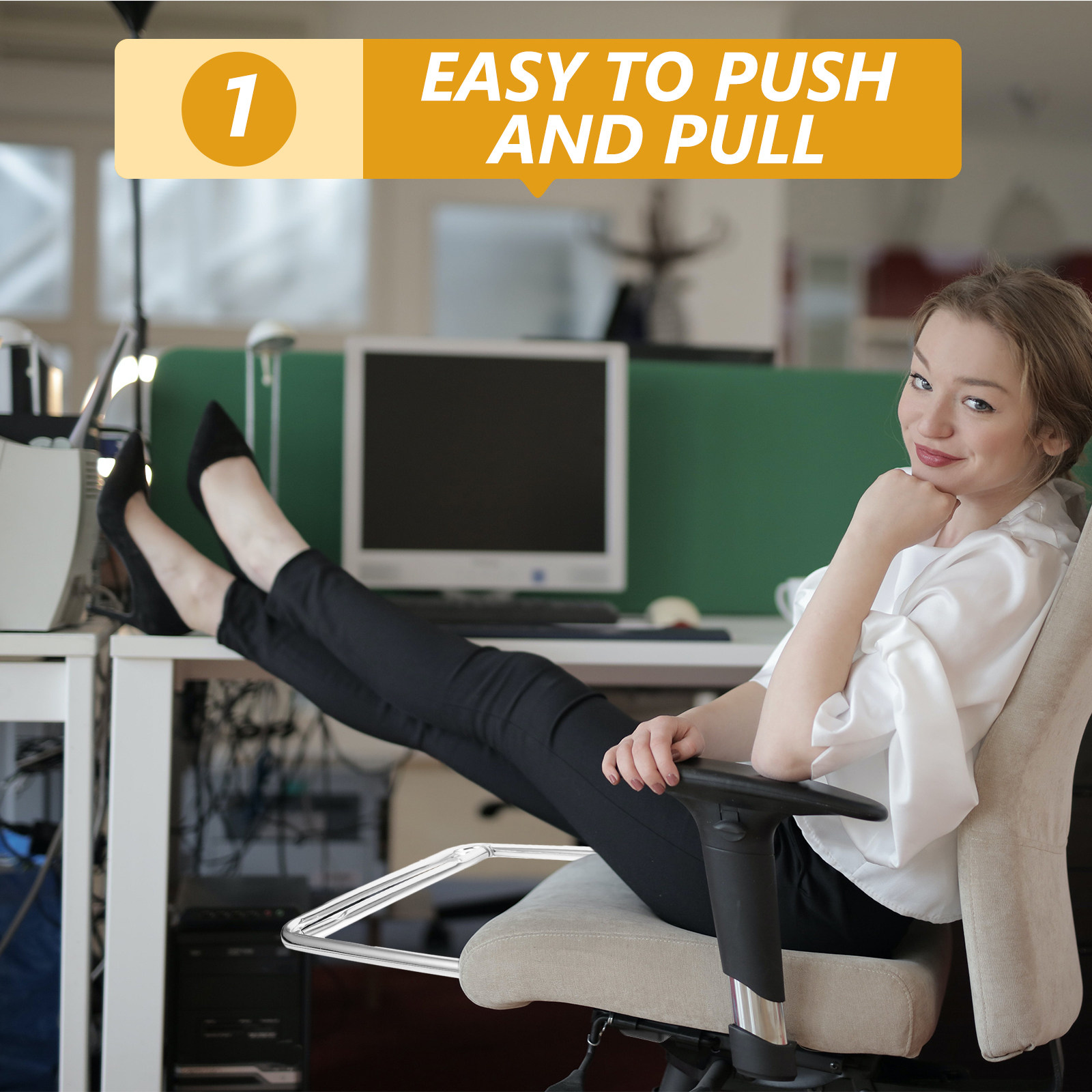 Office Footrest Cushion - Podnóżek ze stali nierdzewnej, podpórka pod