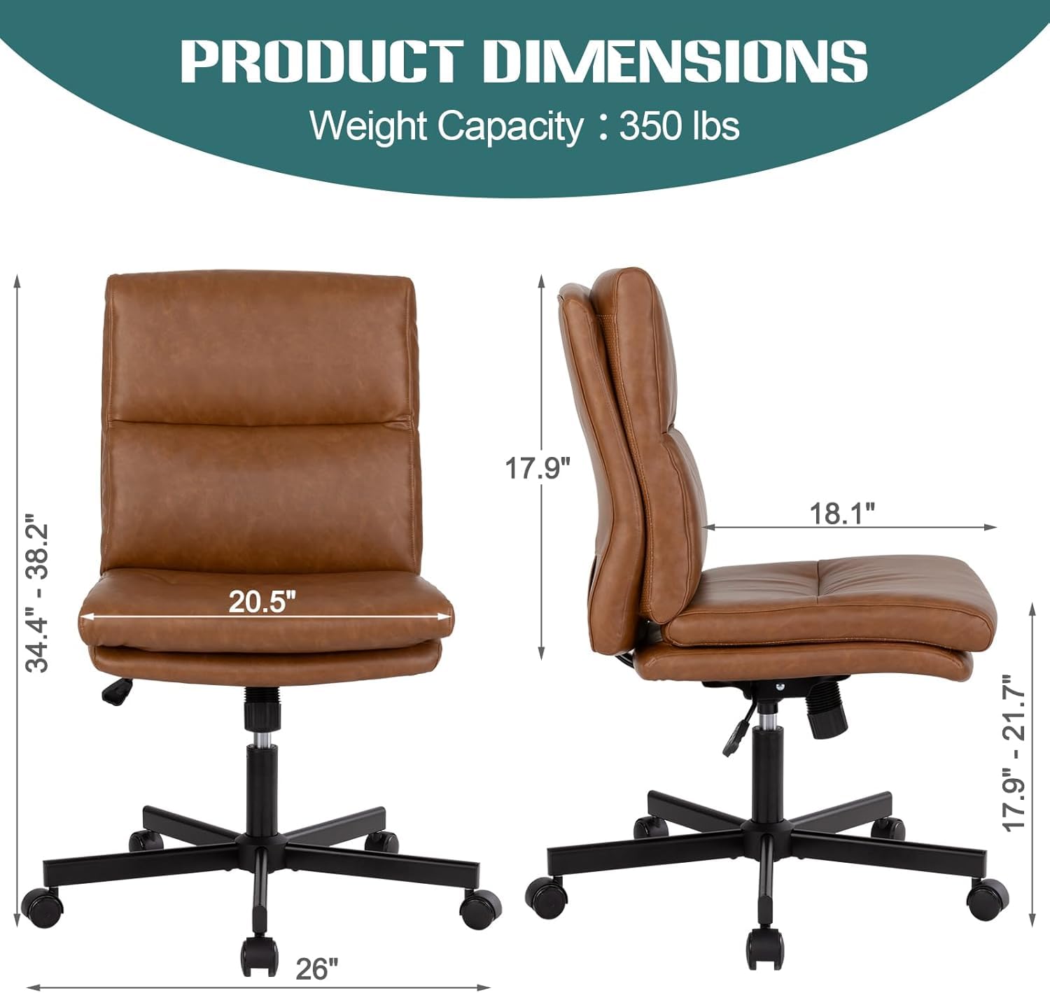 Task Chair Mid Back - Krzesło biurowe bez podłokietników, krzesło obrotowe