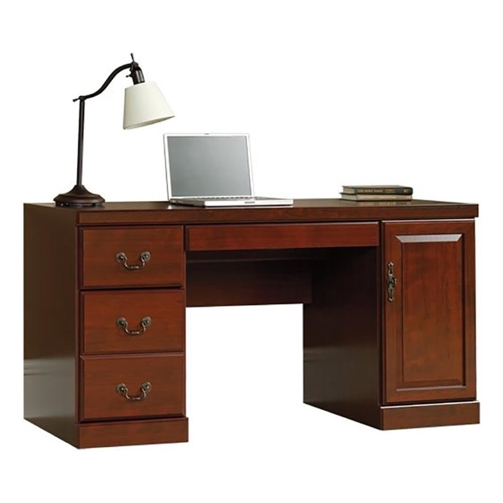 Credenza Office Storage - Tradycyjna drewniana komoda komputerowa z listwą