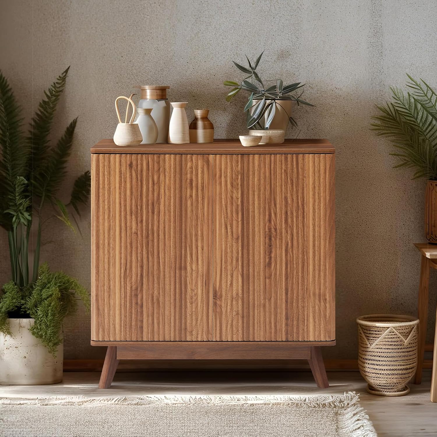 Credenza Office Storage - Szafka boczna z drewna orzechowego, kredens