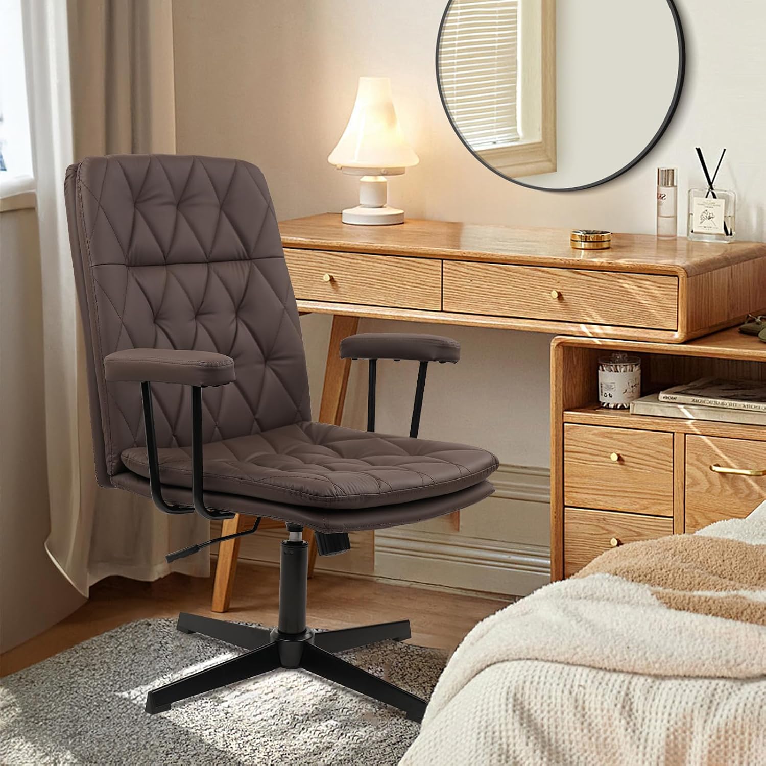 Brązowe skórzane krzesło biuro – Task Chair Mid Back recenzja i cena