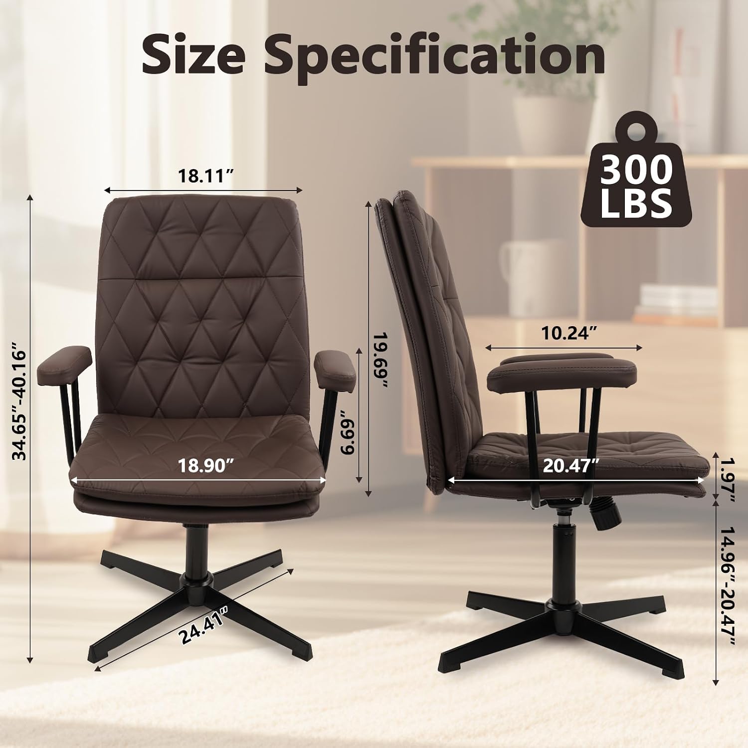 Brązowe skórzane krzesło biuro – Task Chair Mid Back recenzja i cena