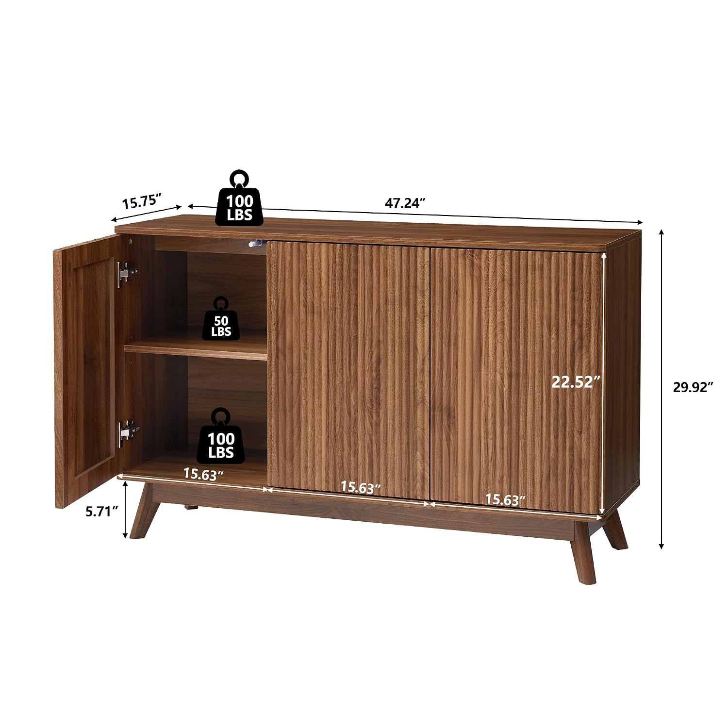 Szafka boczna z drewna orzecho – Credenza Office Storage recenzja i cena